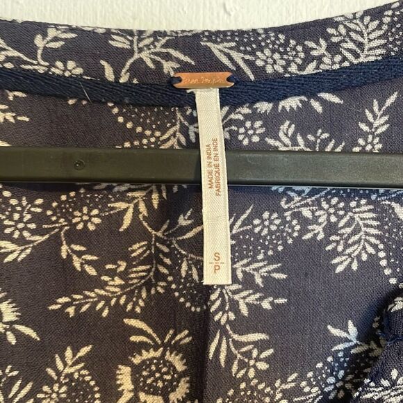 Free People Drop Waist Tunic Top Blue Paisley Floral S - Picture 5 of 7